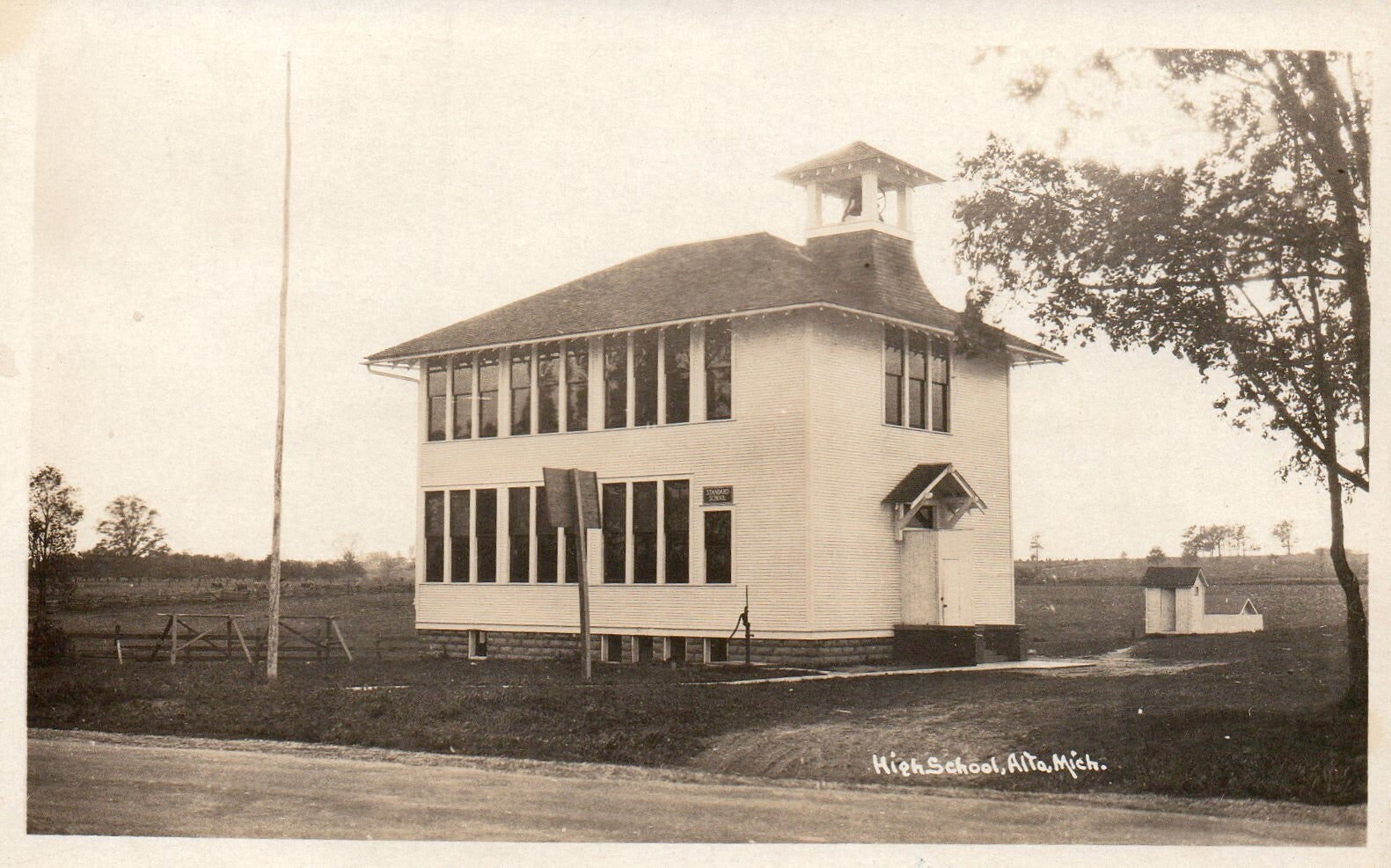 Real Photo of the High School in Alto Michigan Postcard