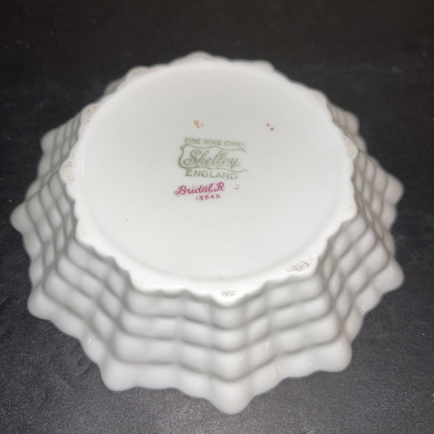 Shelley England Red/pink Floral Bone China Trinket Dish  or Pin Tray