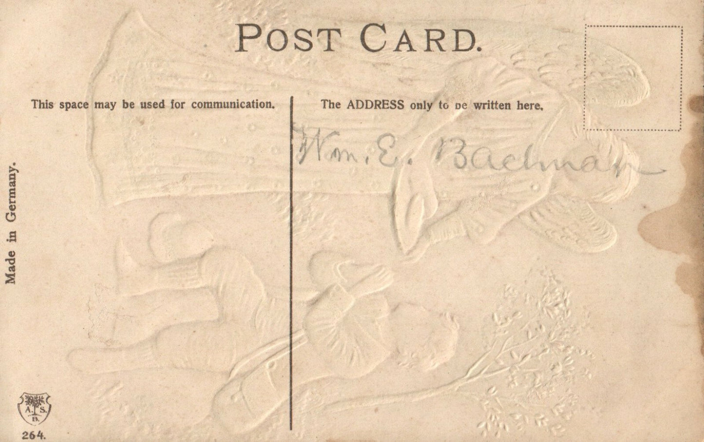 "Give Us This Day" Angel Gives Bread to Man Gold Gilt Religious Postcard 264