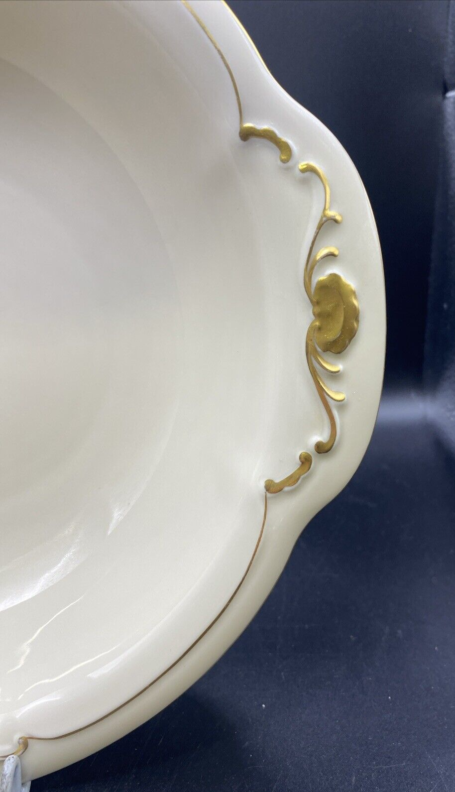 RARE 8.5" Waldershof Bavaria Serving Bowl with handles Cream with Gold Rim