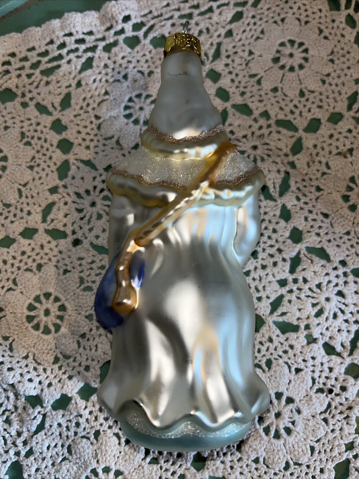 Vintage Gold Santa w| bear Mercury Glass Christmas Ornaments 