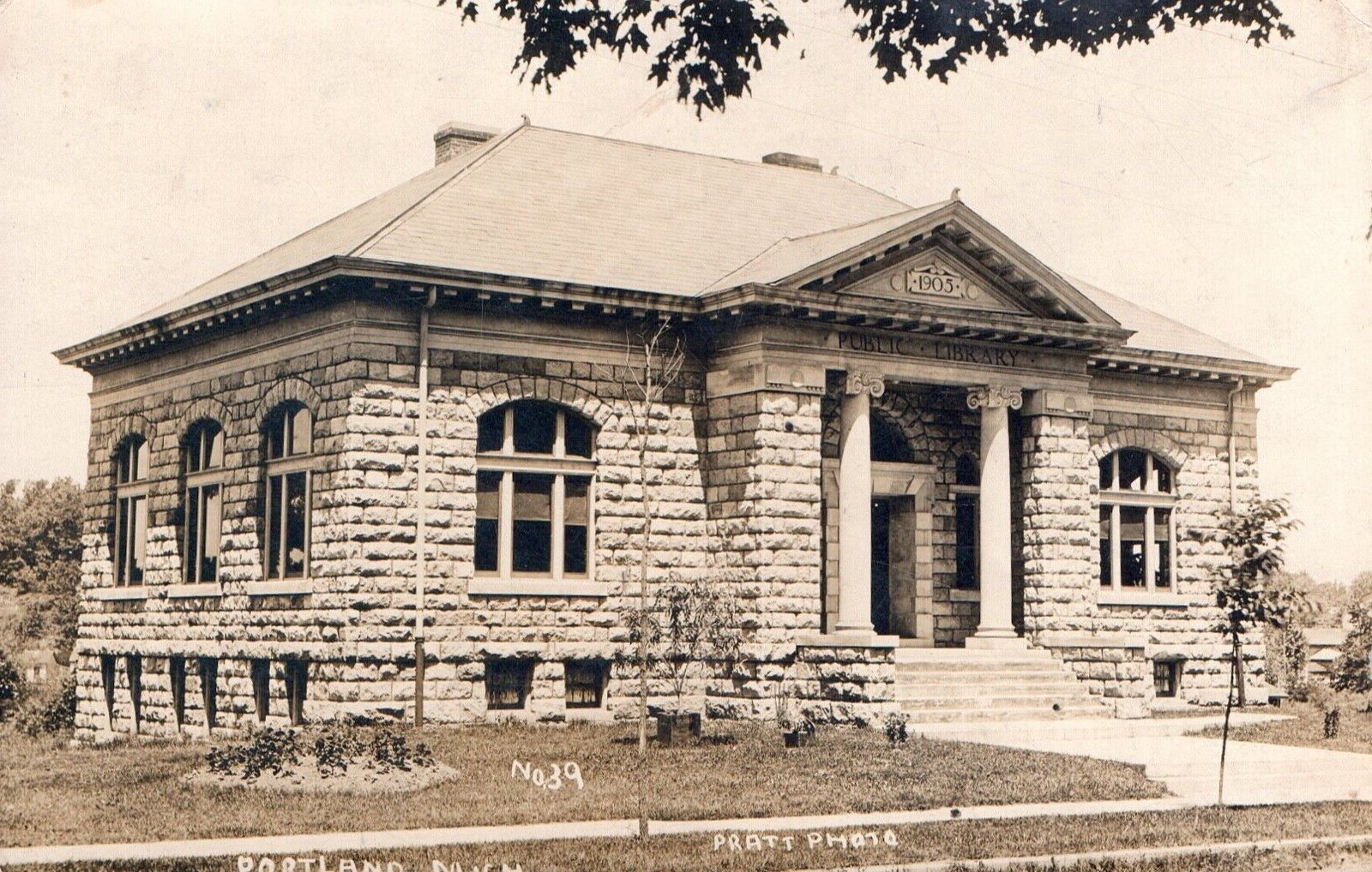 RPPC Public Library Portland Mich Michigan Postcard