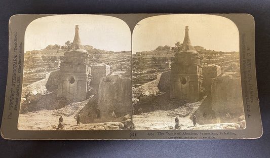 1901 Real Photo Stereoview The Tomb of Absalom Jerusalem Palestine 