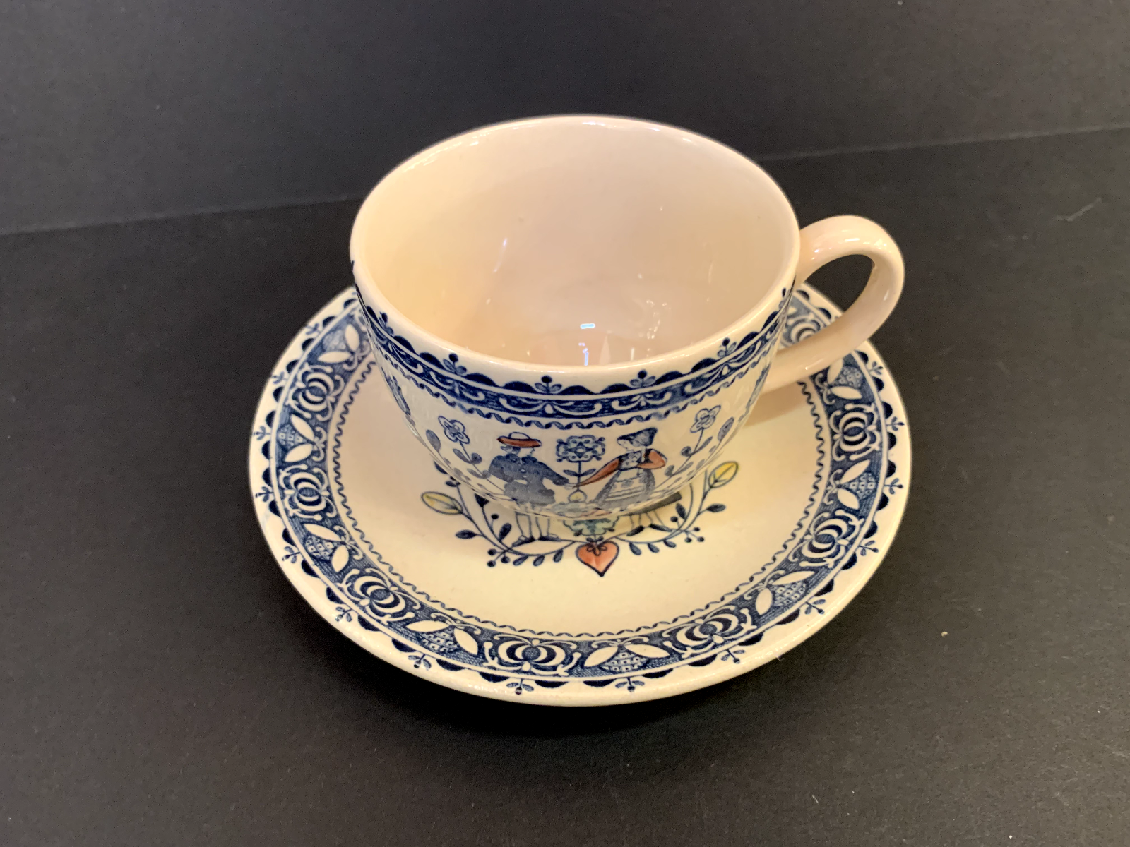 Johnson Bros Staffordshire Old Granite Hearts & Flowers Cup and Saucer