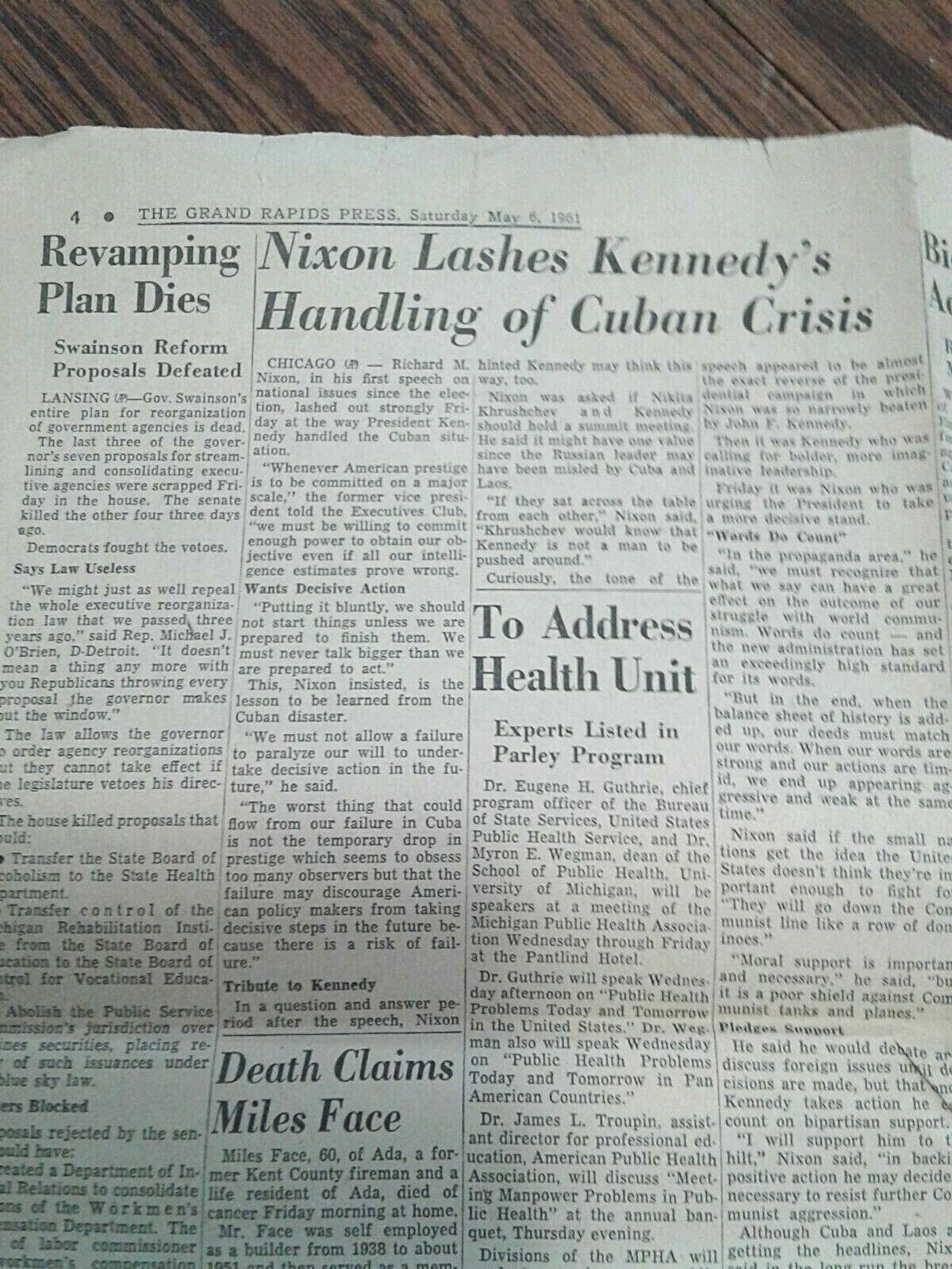  Vintage 1961 Grand Rapids Press Newspaper Clipping Astronaut Alan B Shepard Jr 