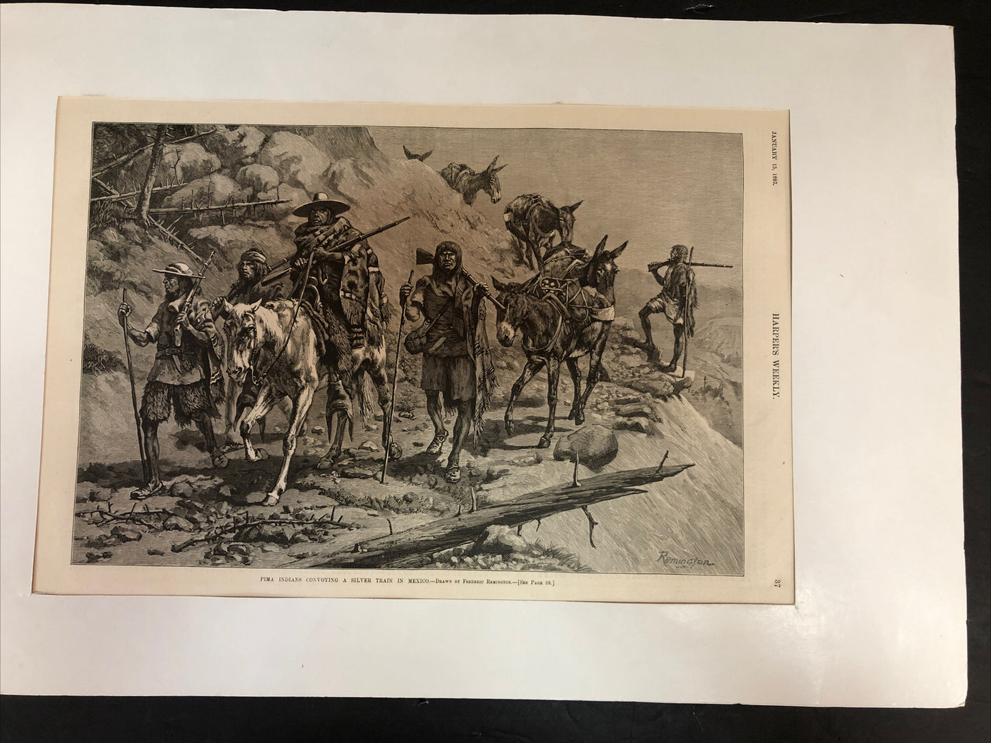 Pima Indians Convoying Silver Train 1887 FREDERIC REMINGTON Print Harpers Weekly
