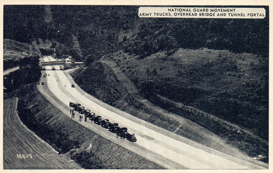 National Guard Movement Army Trucks Bridge & Tunnel Pennsylvania PA Postcard