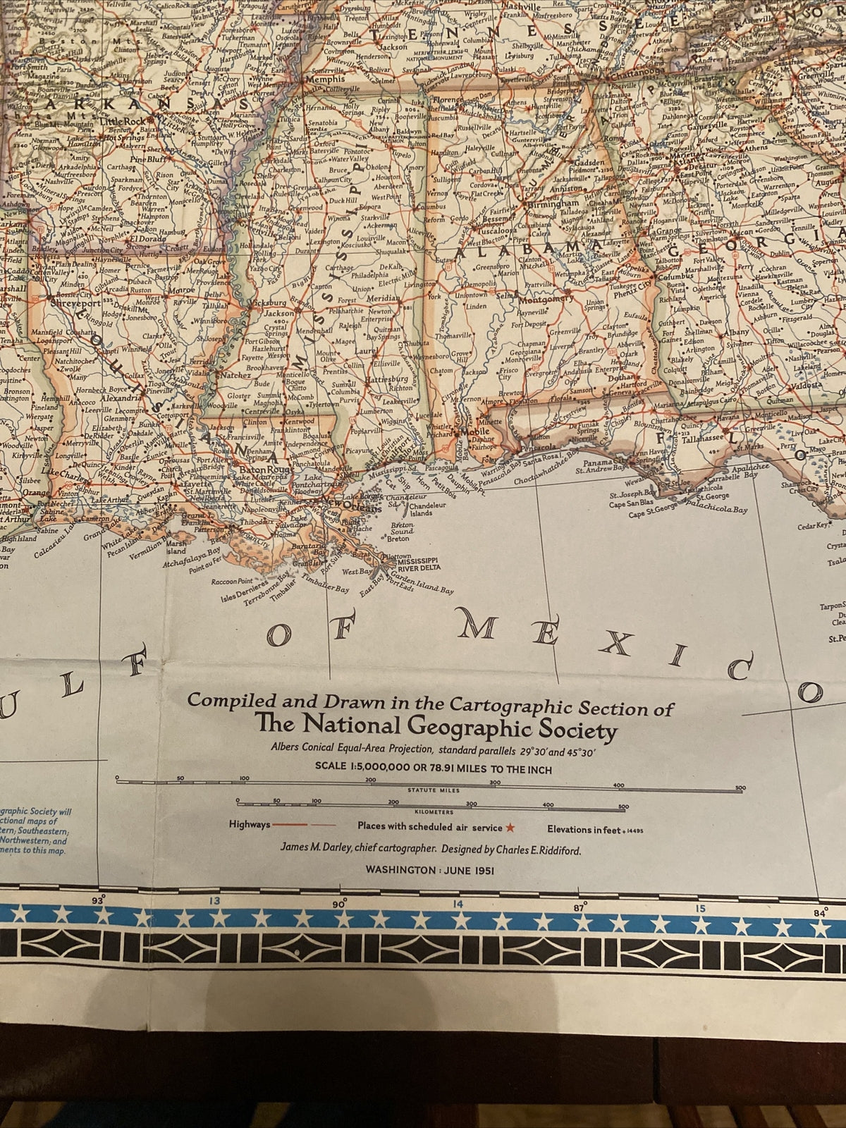 Vintage June 1951 National Geographic Map 41" x 26" 