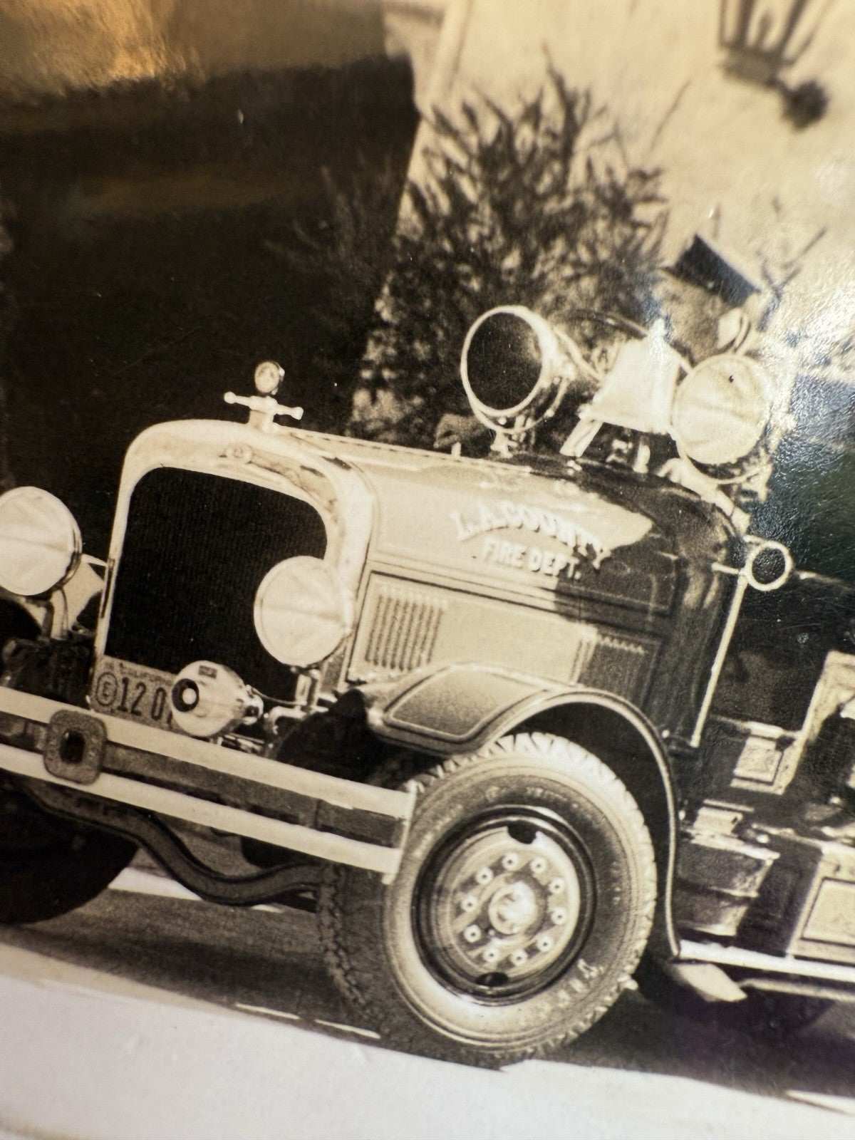1934 RPPC Real Photo LA County Fire Department  CA California Postcard Truck +