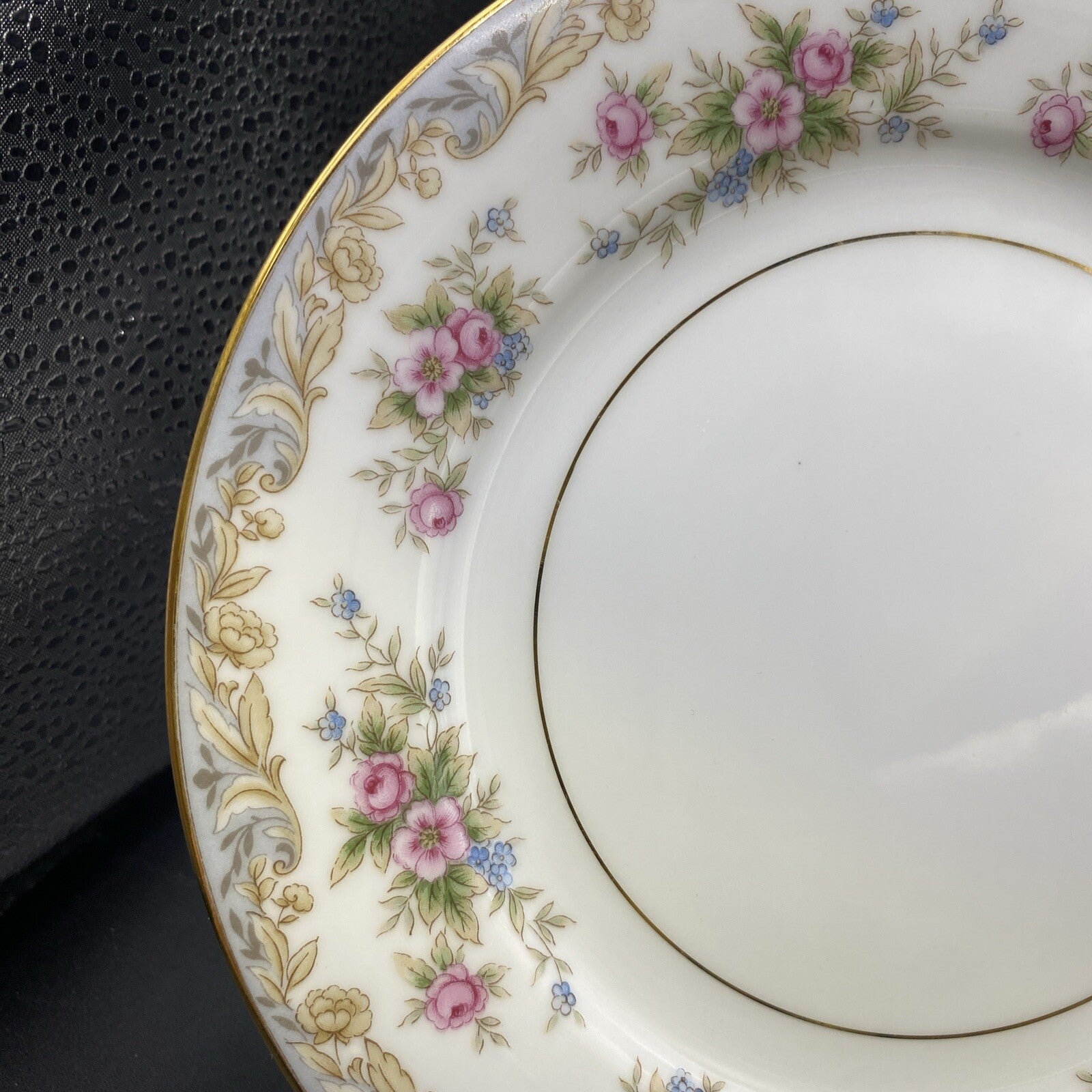7.5" Noritake China Somerset SALAD Plate Floral Design with Gold Trim Vintage