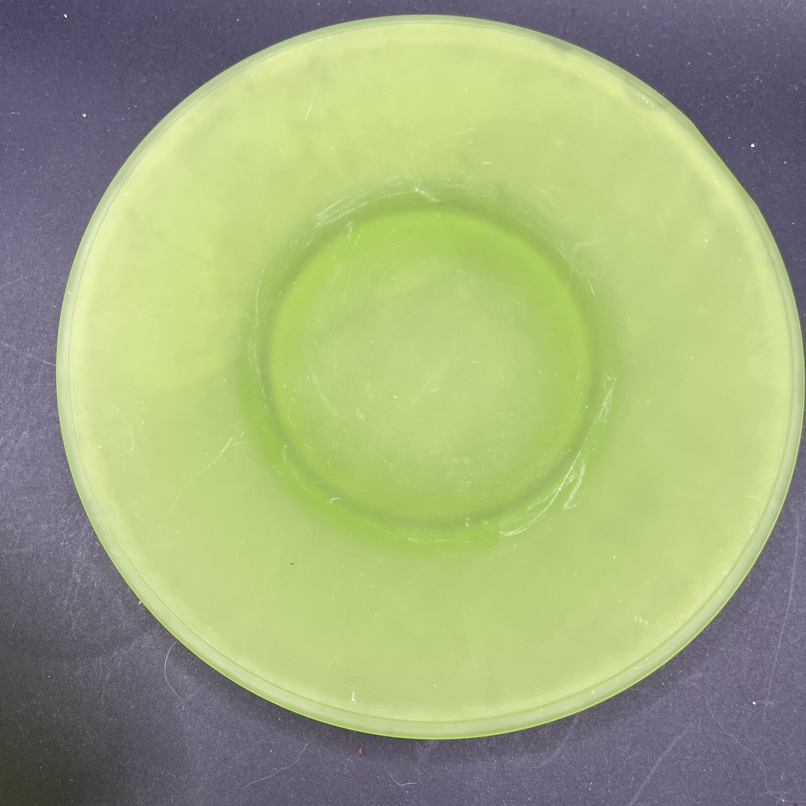 Vintage Green Satin Frosted Depression Glass 5" Bowl & 6" Saucer