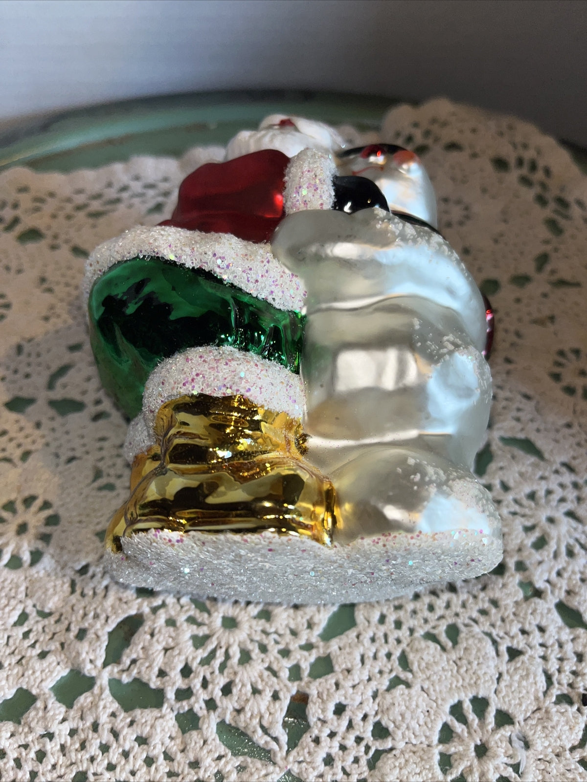 Vintage Santa & Snowman Mercury Glass Christmas Ornaments 