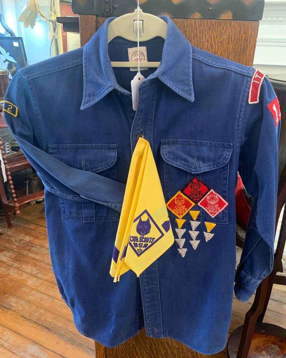 Vintage Boy Scouts of America Shirt Neckerchief Patched Shirt Ithaca MI Michigan