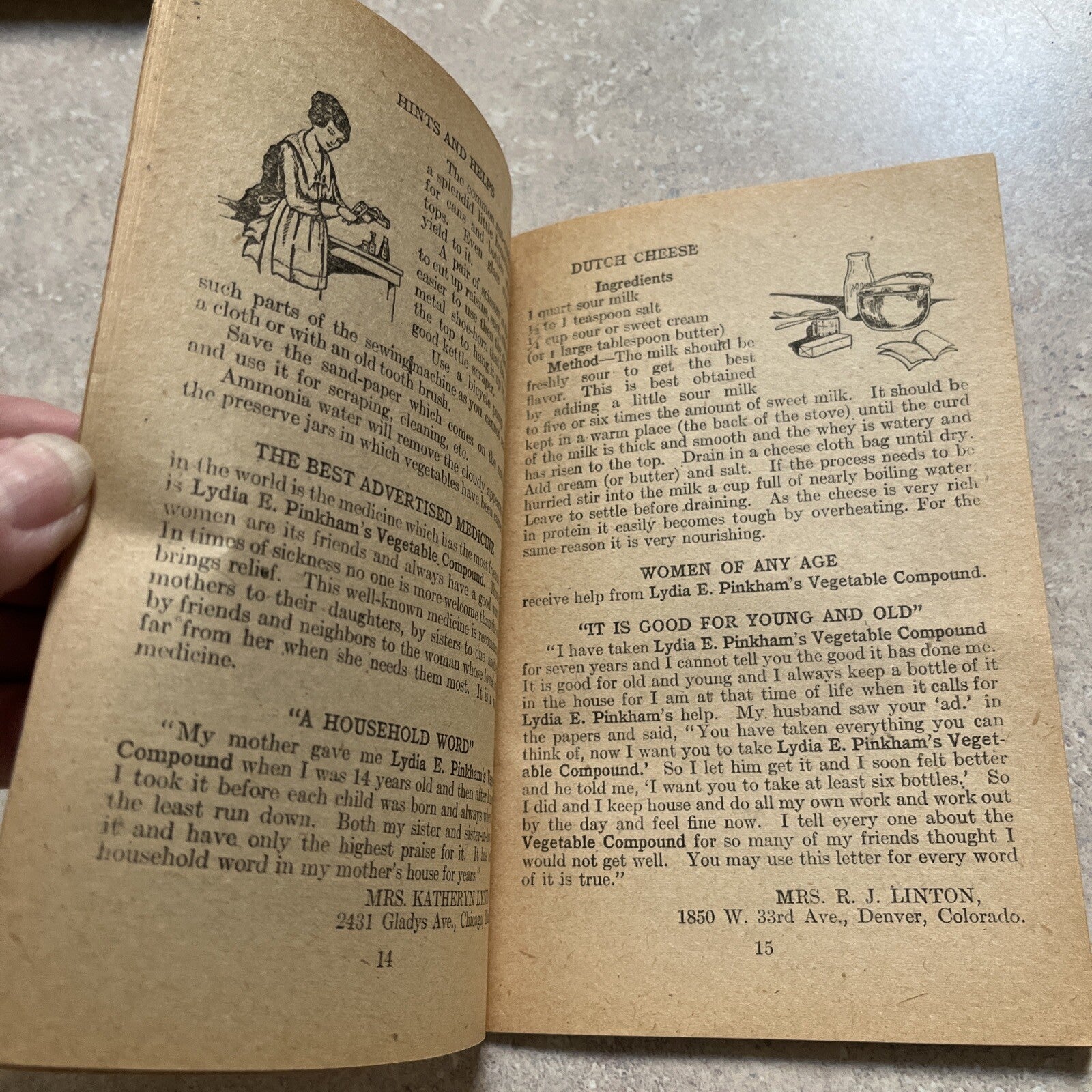 Vintage 1920s Lydia Pinkham Food Health Recipes Booklet Book 