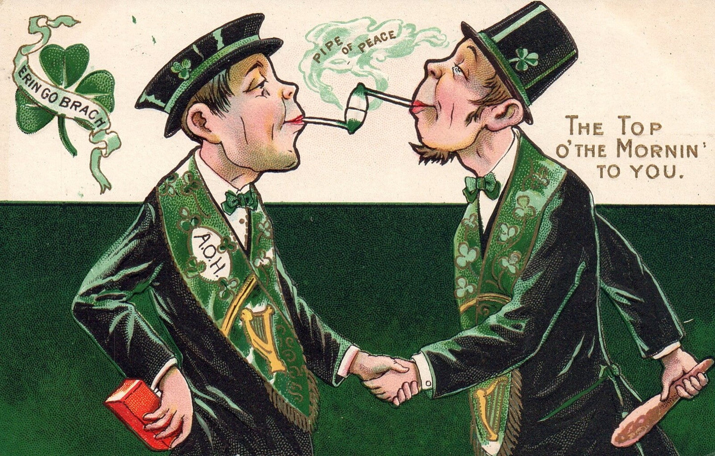 Pipe of Peace The Top o'the Mornin' To You Men & Pipe St. Patricks Day Postcard