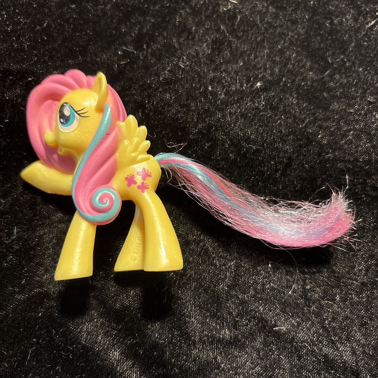 My Little Pony Fluttershy Brushable Hair 3" G4 MLP Yellow w/ Pink & Blue Tail