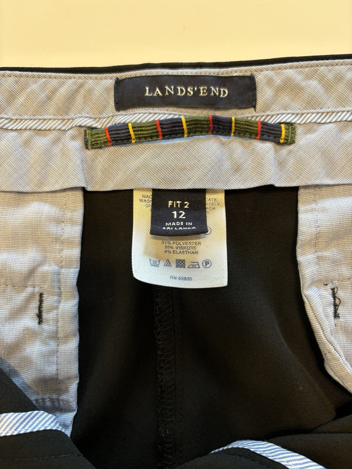 GSK Lands End Trouser Pants Womens Size 12 (32-1/2" L x 35" W) Black Zip