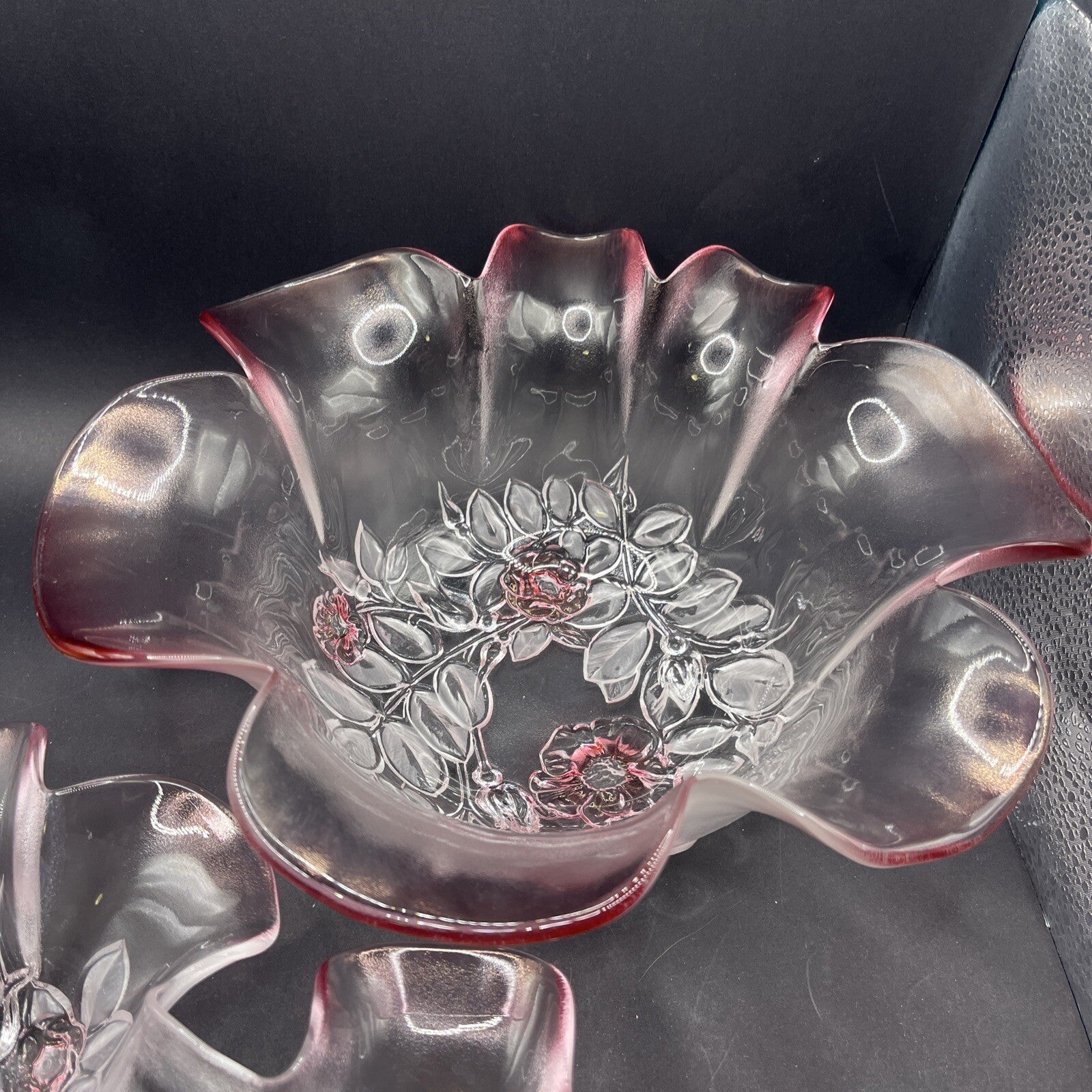 Mikasa Pink Dogwood Flower Rosella Crystal Glass Set Made in W. Germany