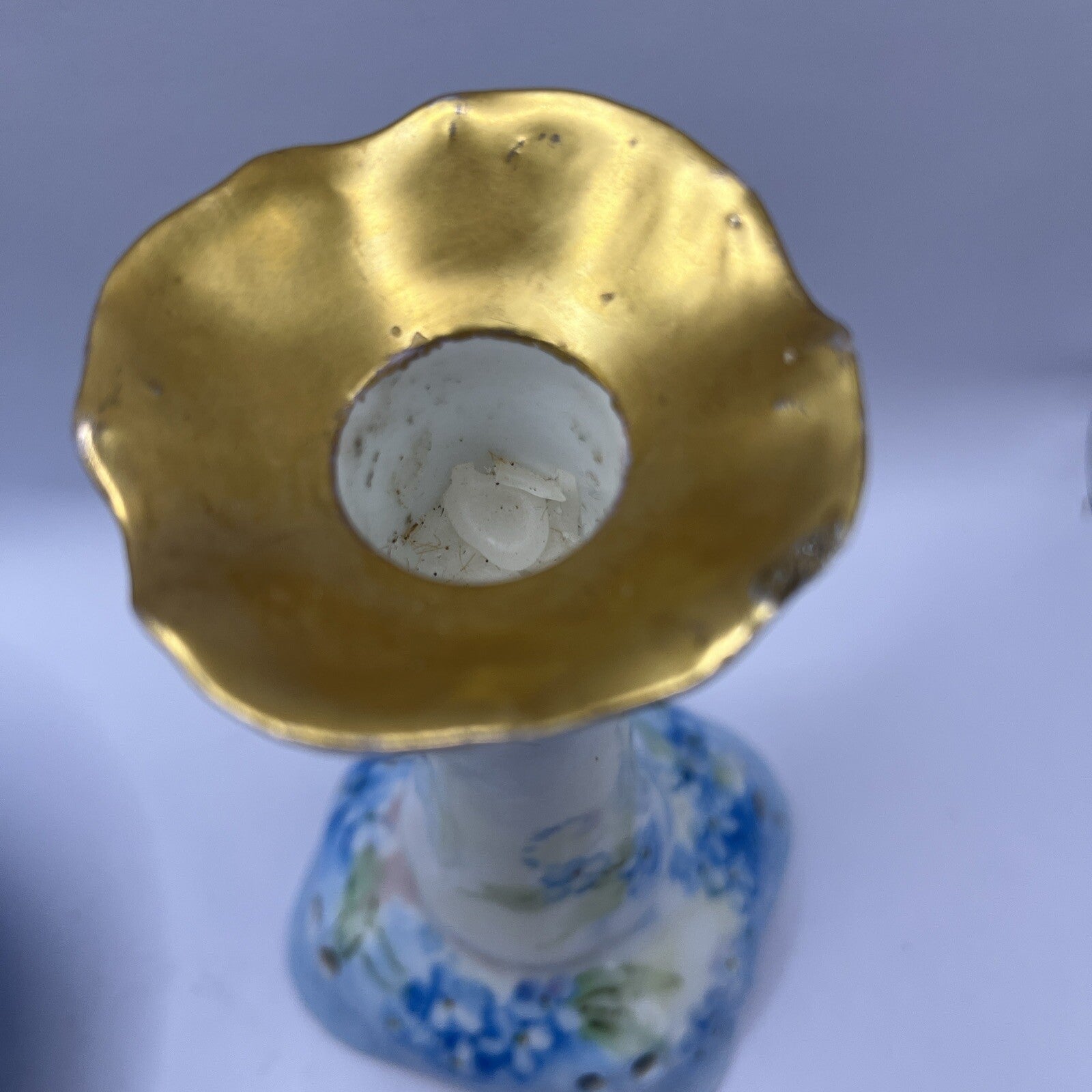 Limoge France  Signed on bottom Trinket or Powder Box & Candle Holder VTG