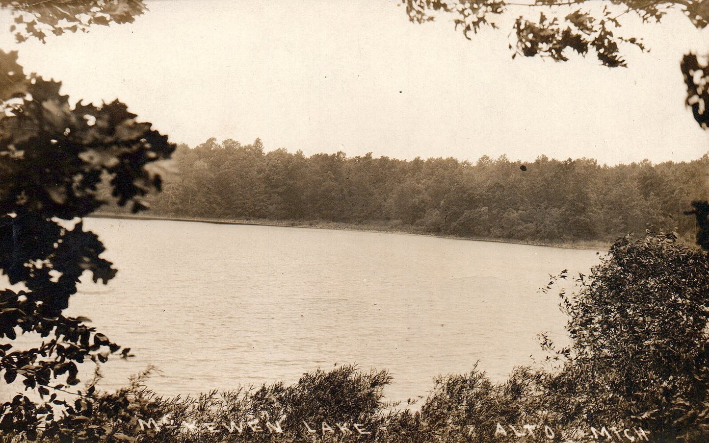 Real Photo of McKewen Lake in Alto Michigan Postcard