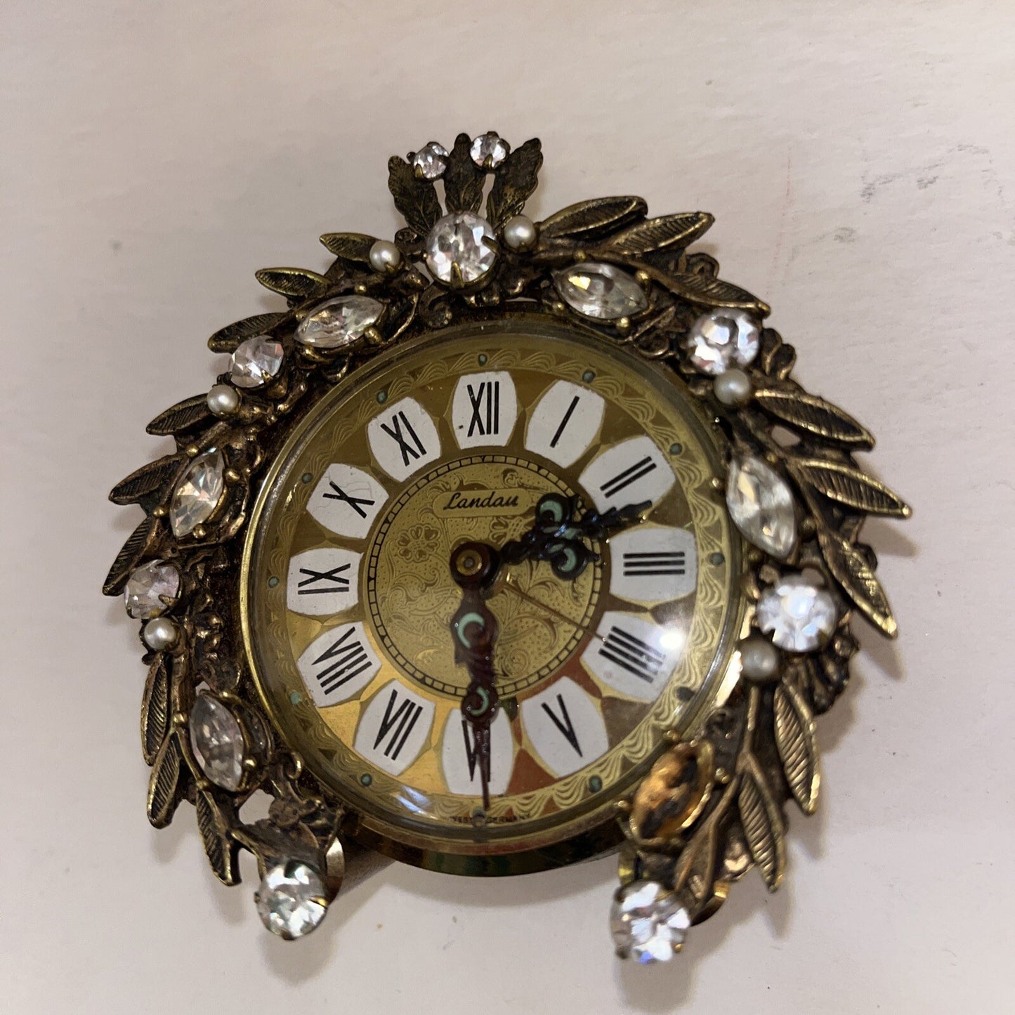 Linden Brass Wind Up Alarm Clock Marked West Germany 3.5” Rare Vintage