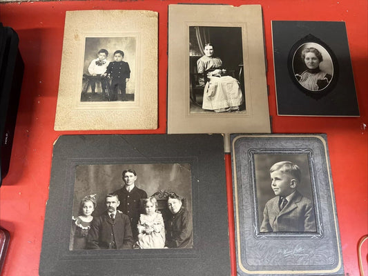 ANTIQUE 1900's ORIGINAL PEOPLE  PHOTO LOT OF 5