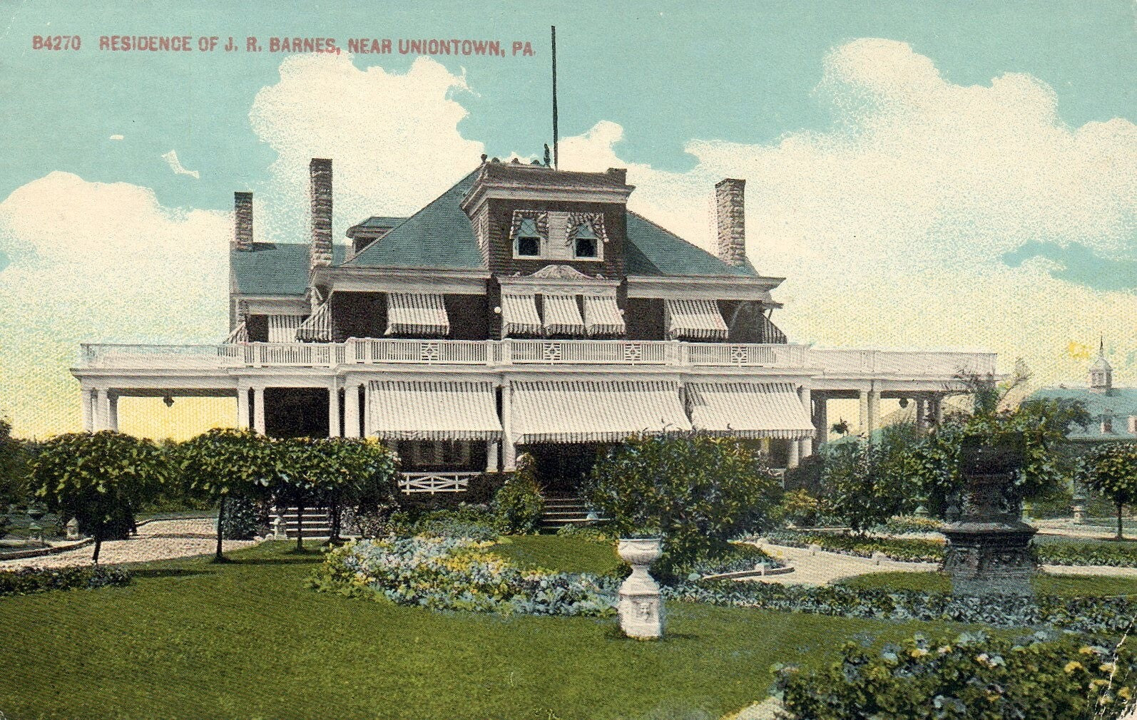 Residence of J.R. Barnes Near Uniontown in Pennsylvania PA Postcard