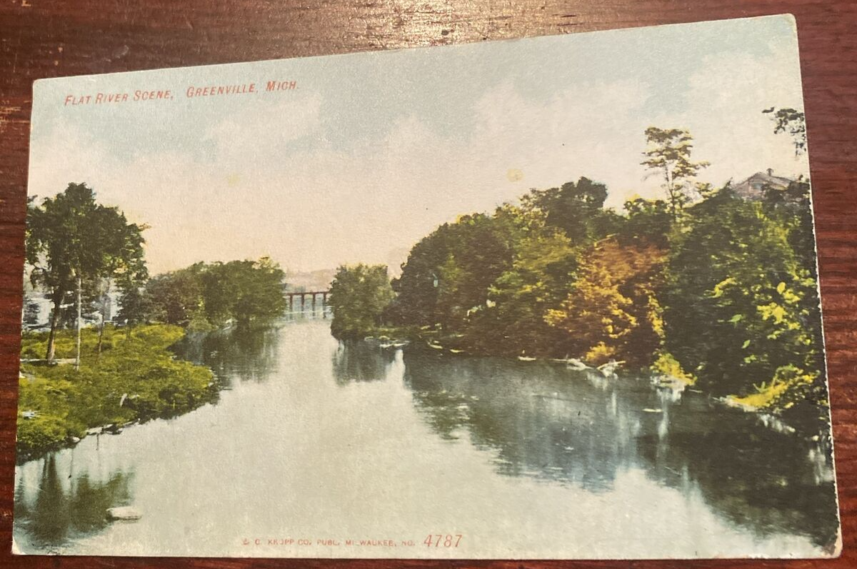 Flat River Scene Greenville MI Mich Michigan Postcard