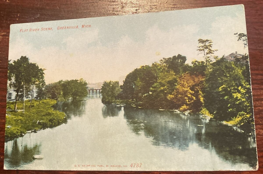 Flat River Scene Greenville MI Mich Michigan Postcard