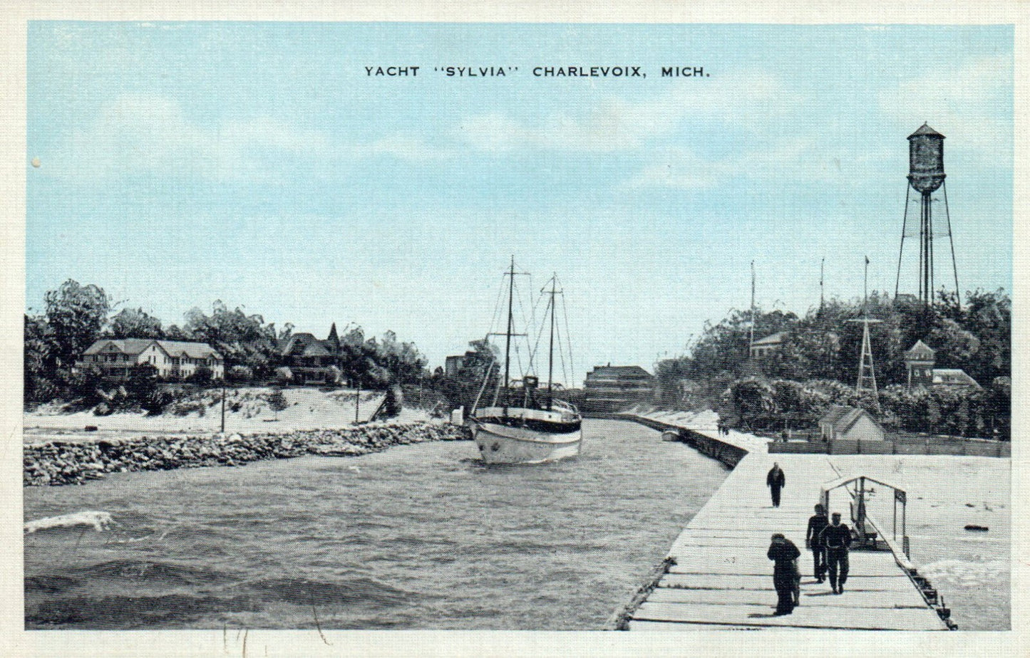 Yacht "Sylvia" in Charlevoix Michigan Postcard