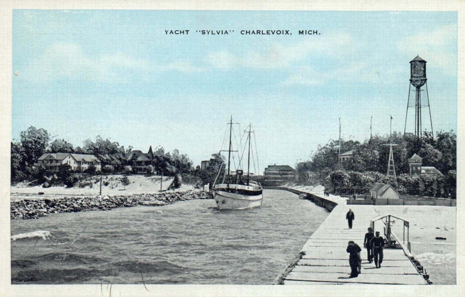 Yacht "Sylvia" in Charlevoix Michigan Postcard