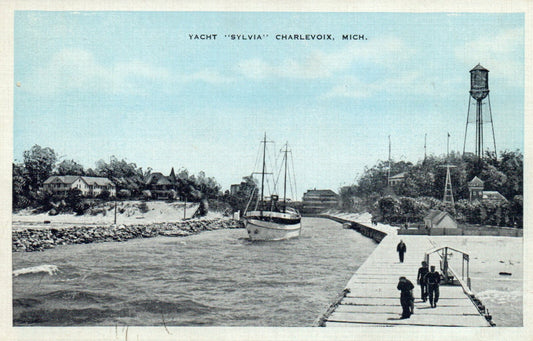Yacht "Sylvia" in Charlevoix Michigan Postcard