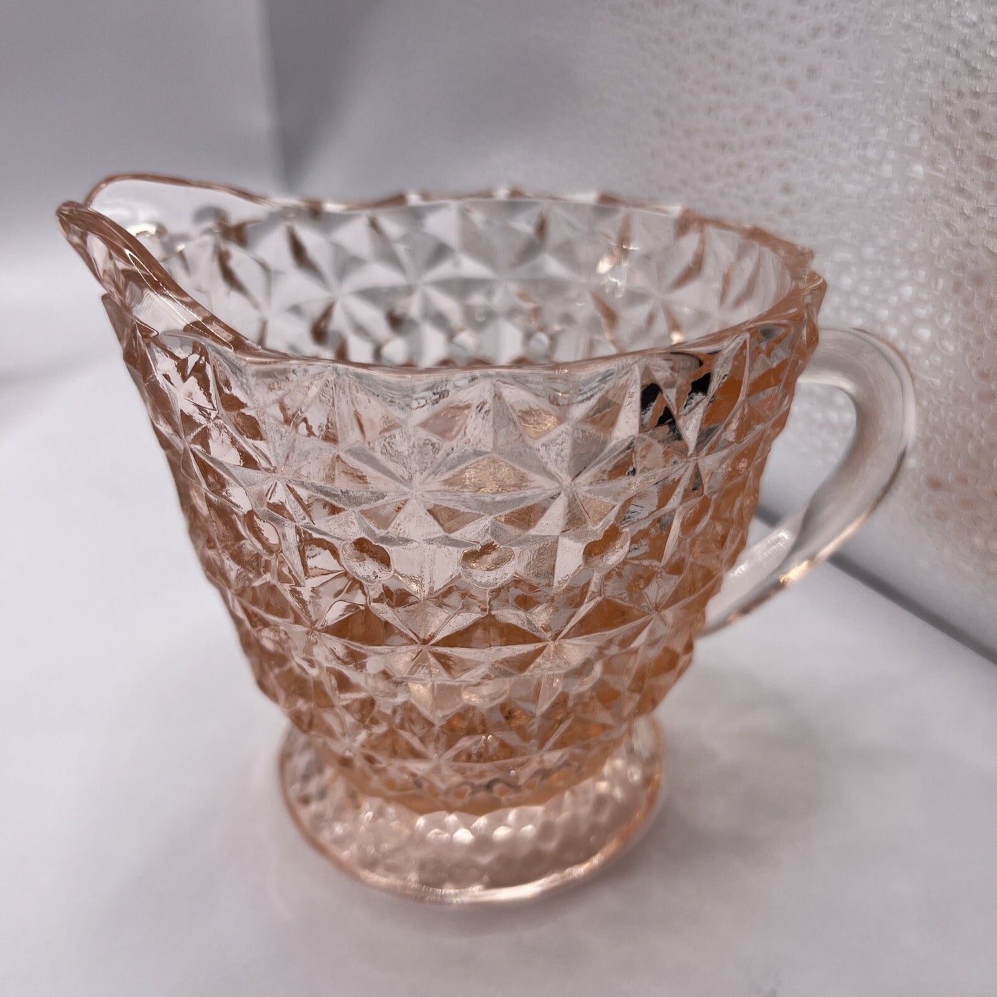 3 Depression Creamer/ Syrup Pitchers Pink Vintage