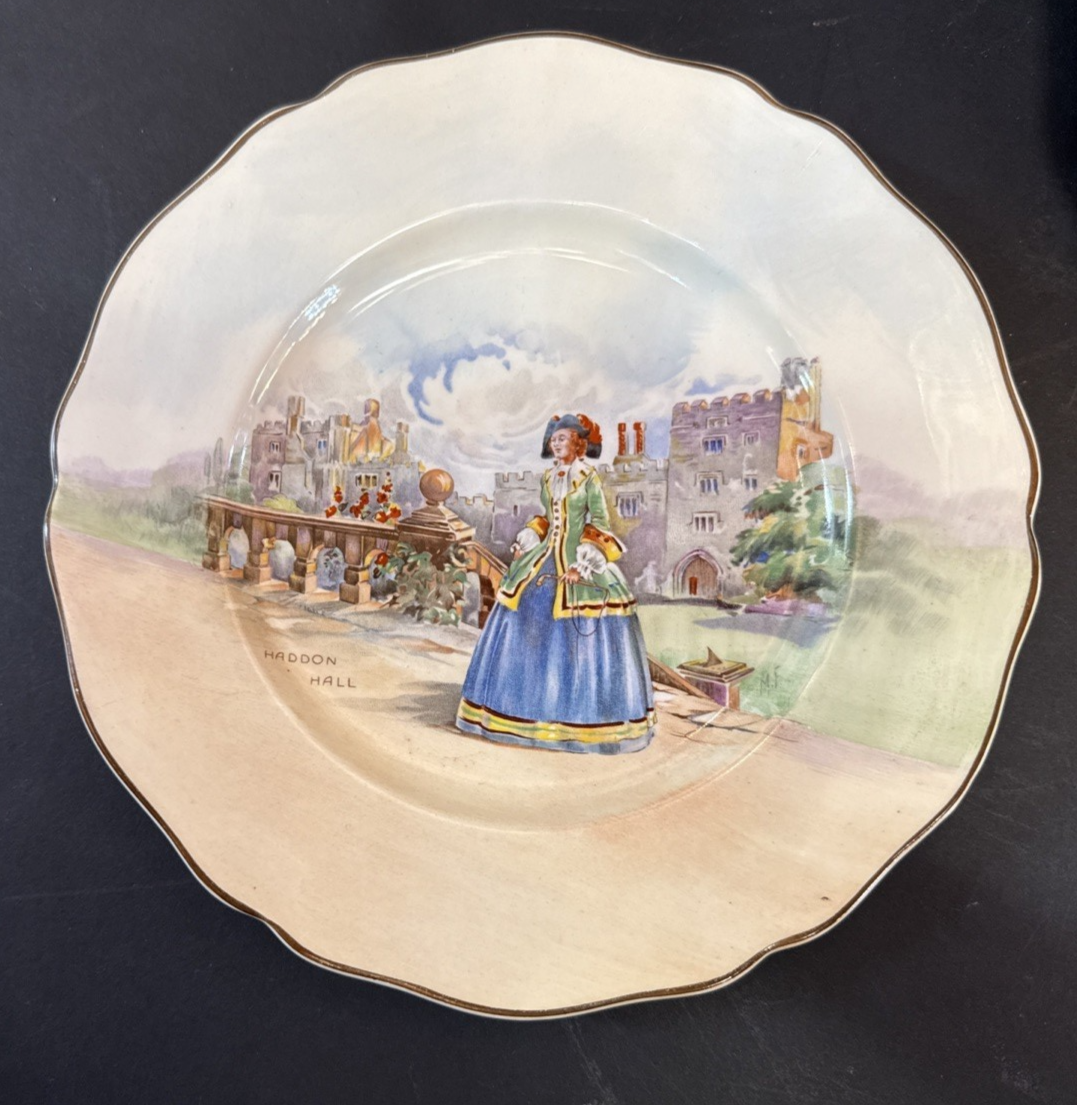Set of 3 Haddon Hall plate historic England Royal Doulton Chelsea Hospital +