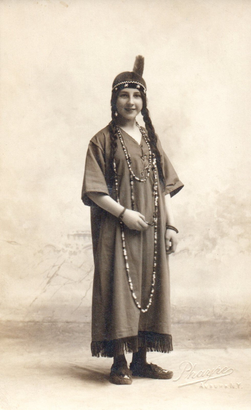 Real Photo Indian Native American Woman Auburn NY New York Postcard