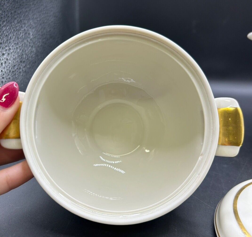 RARE Waldershof Bavaria Germany Sugar and Creamer with Gold Rim