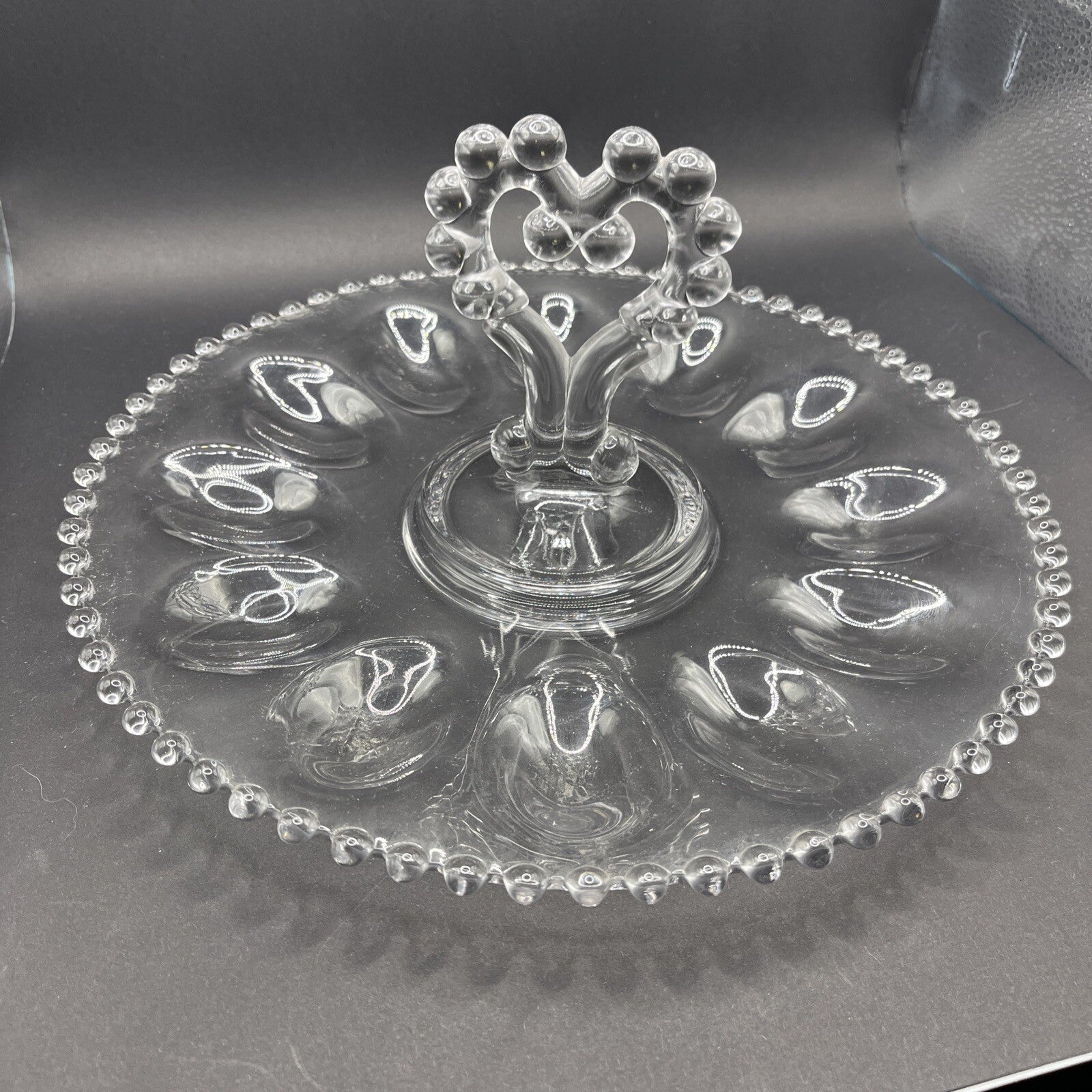 VINTAGE IMPERIAL GLASS 400 154 "CANDLEWICK" 11 1/2" DEVILED EGG SERVER - NICE !