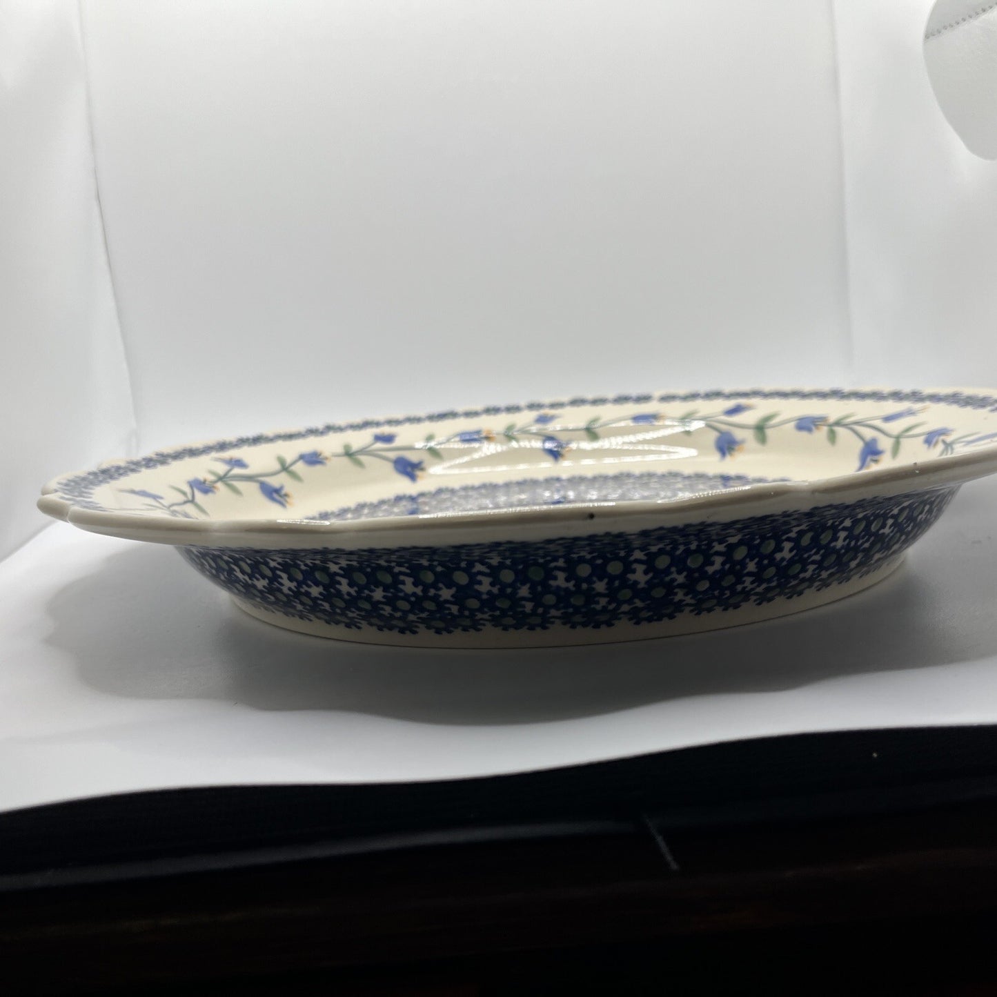 Boleslawiec Polish Pottery 13" Large Serving Dish Scalloped Round  Flowers