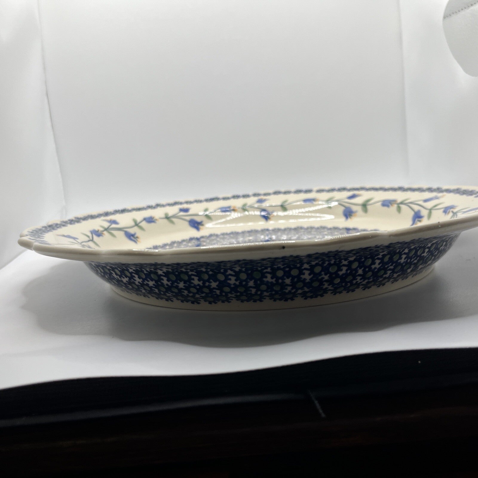 Boleslawiec Polish Pottery 13" Large Serving Dish Scalloped Round  Flowers