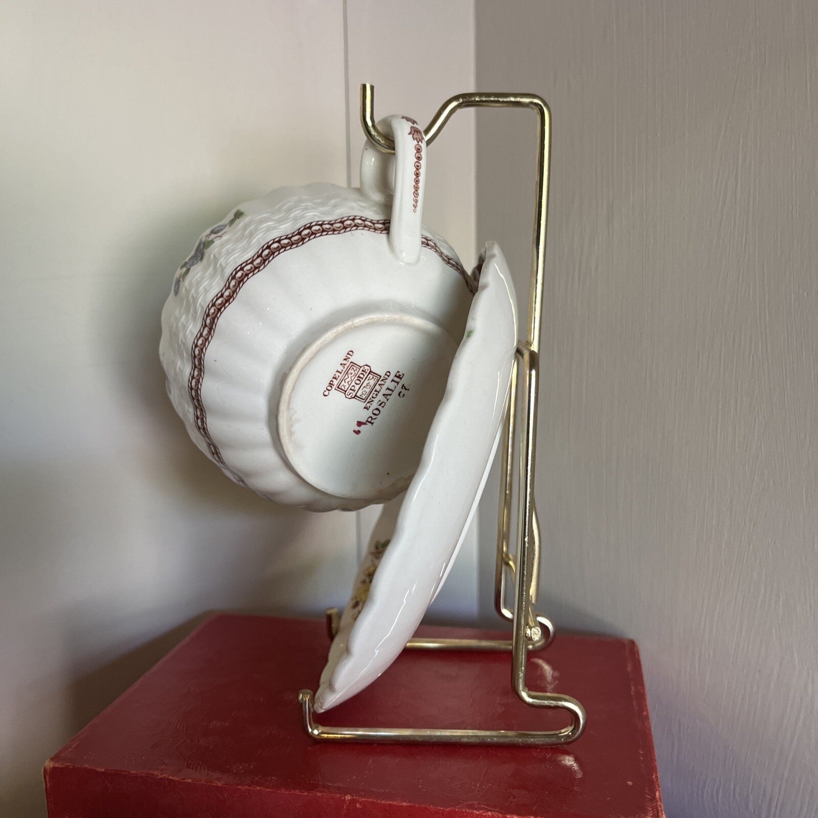 Spode Copeland England Rosalie Tea Cup & Saucer Set of 4 Vintage 