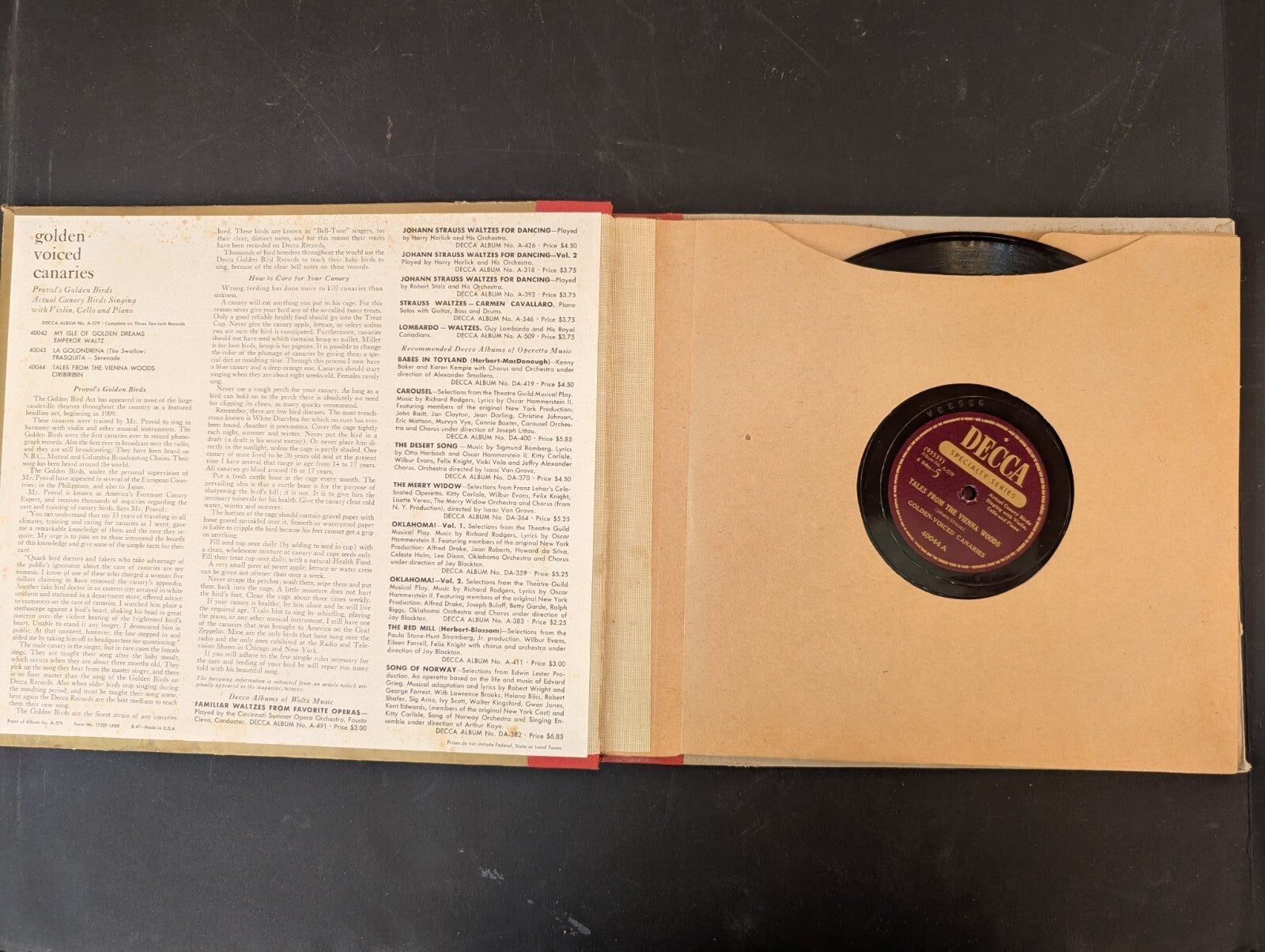 RARE Golden Voiced Canaries Provols Golden Birds 78 ALbum Set DECCA