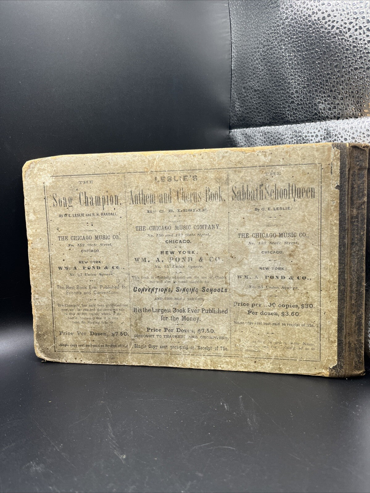 The Song Champion, vintage antique book, C.E. Leslie, R.H. Randall, 1877 1800's