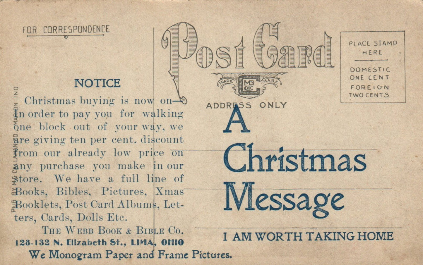 Entrance to Woodlawn Cemetery in Lima Ohio OH Postcard