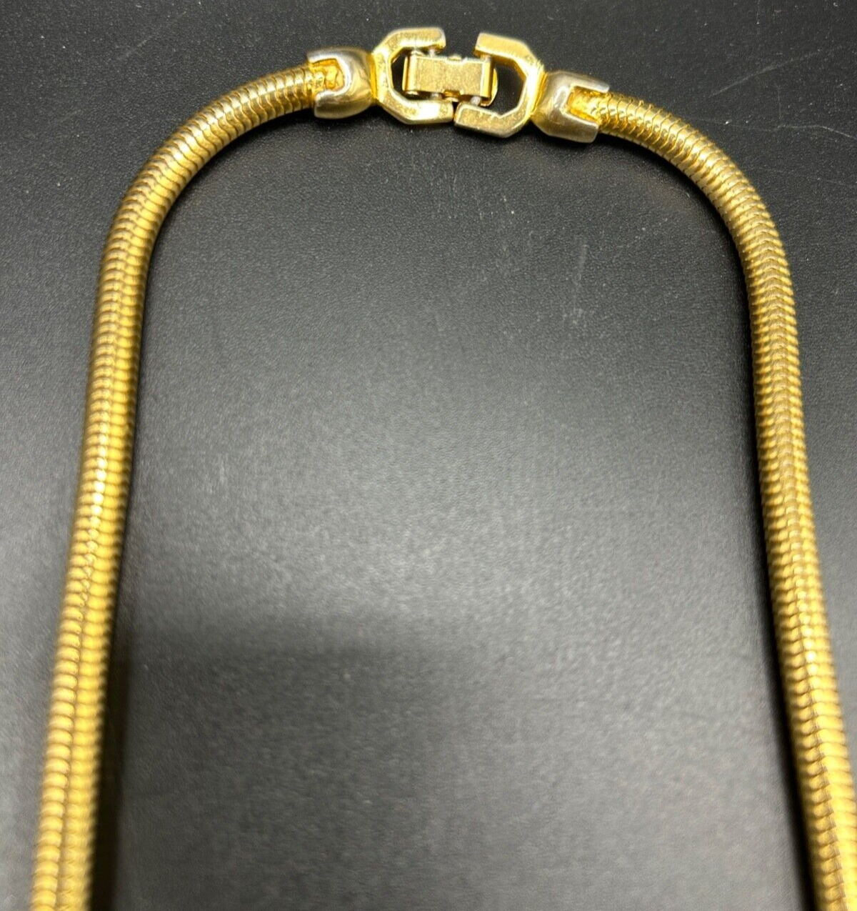 Vintage 1970's Gold Tone Pierre Cardin Greek Key Necklace 18"