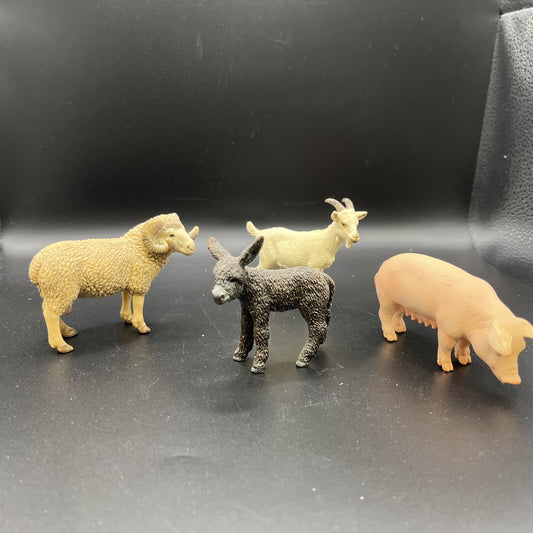 Schiech Animal Figurines.  Pig, Lamb, Sheep & Goat