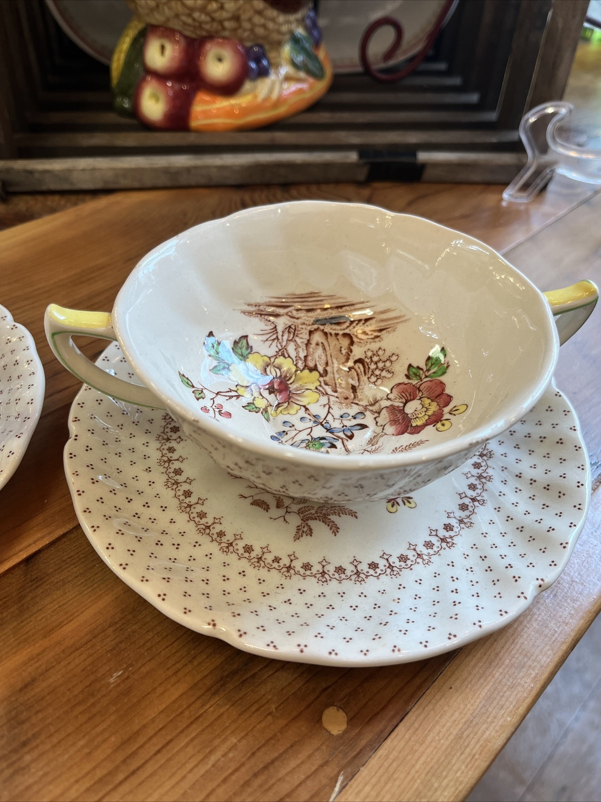 Royal Doulton Gratham China Cream Soup Double Handle Bowl / teacup Saucer D 5477