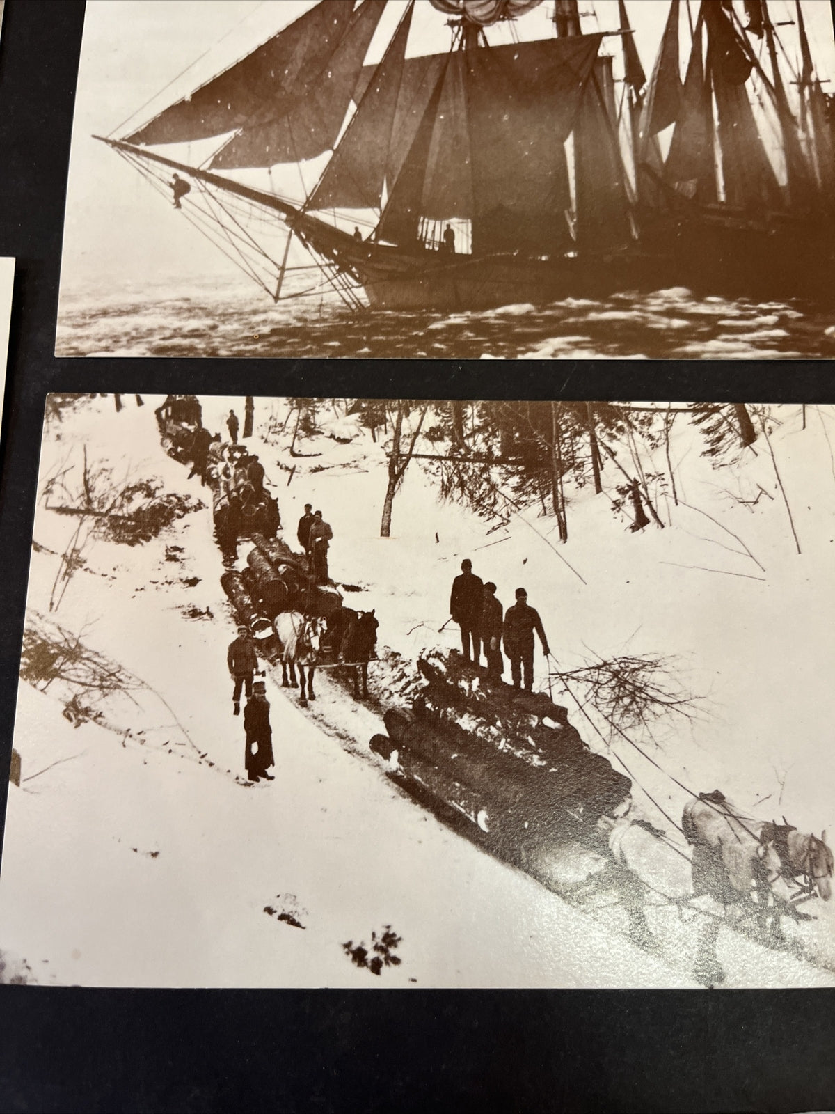 Postcards Lot Of 5, Coal Mine Logging Horse Drawn, Ship On Lake Superior