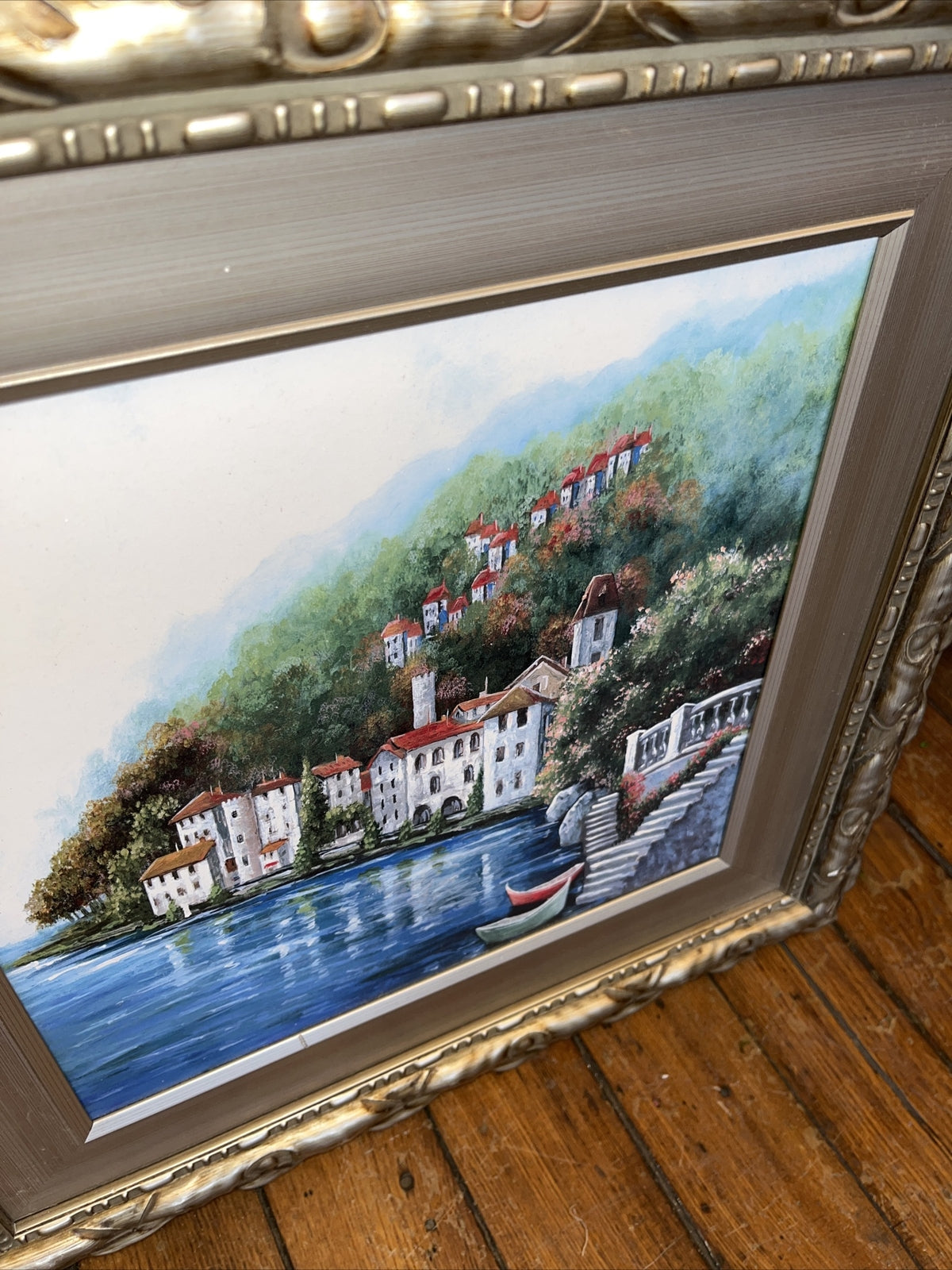 2-Vintage Framed Original Landscape Oil Painting On Canvas - Frame 19” X 19”