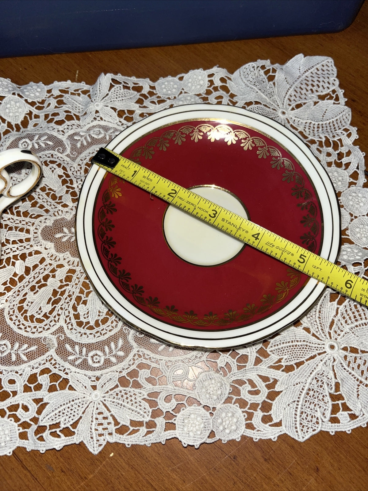 Vtg JOHN AYNSLEY Bone China England Ruby Red Floral Center #C882 Set Cup Saucer