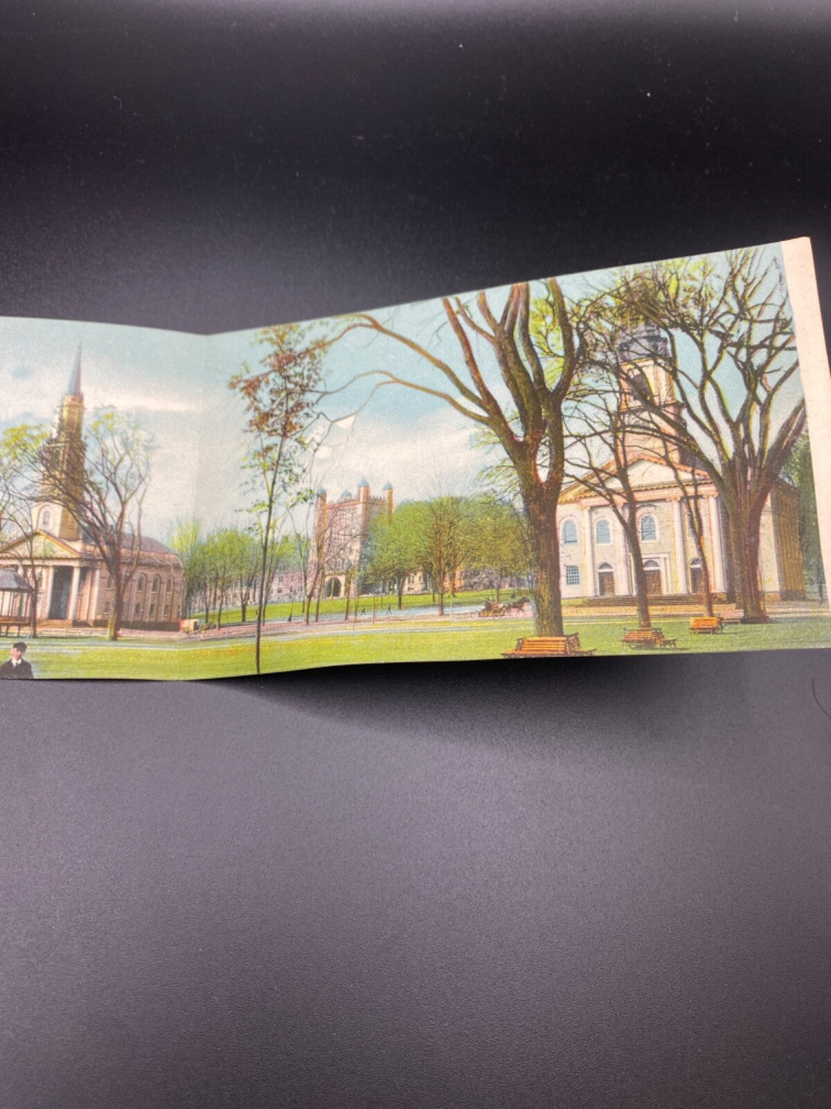 Rare PANORAMIC - 2 card The Green New Haven Conn  Connecticut CT PC 1704B